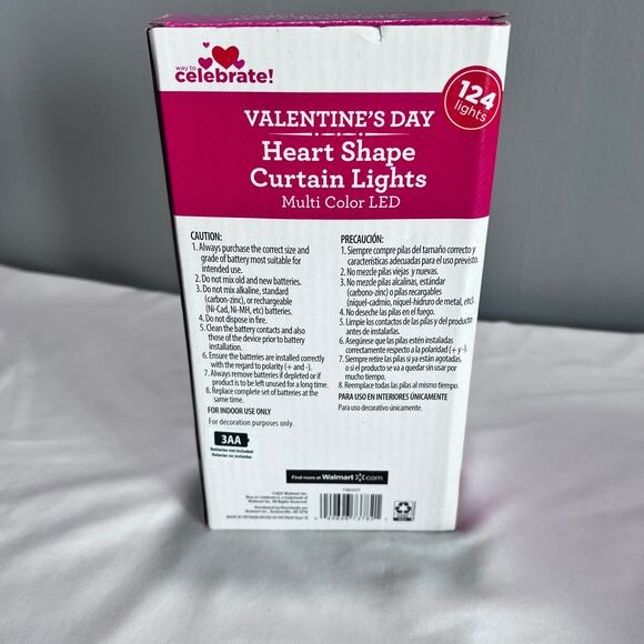 ✨VALENTINE’S DAY Heart Shape Curtain Lights Multi Color LED 124 Lights 8ft x 5ft - Picture 3 of 5